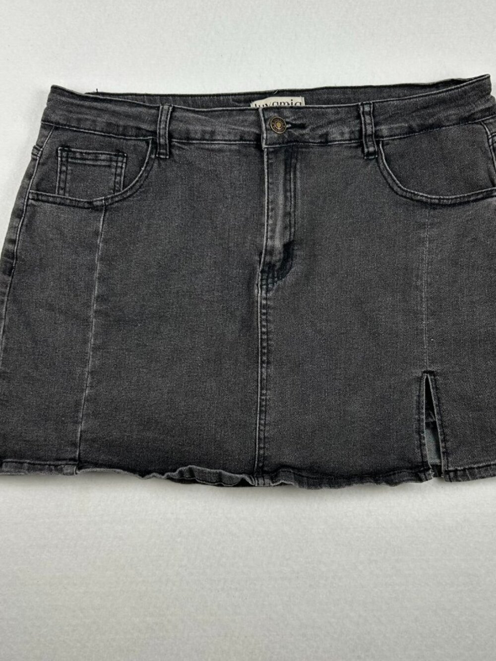 luvamia | Skorts Skirts for Women Denim Mini Side Slit High Waisted Black, XL